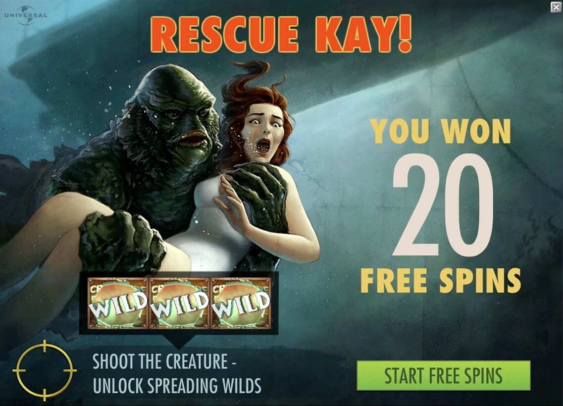 creature from the black lagoon slot free spins feature